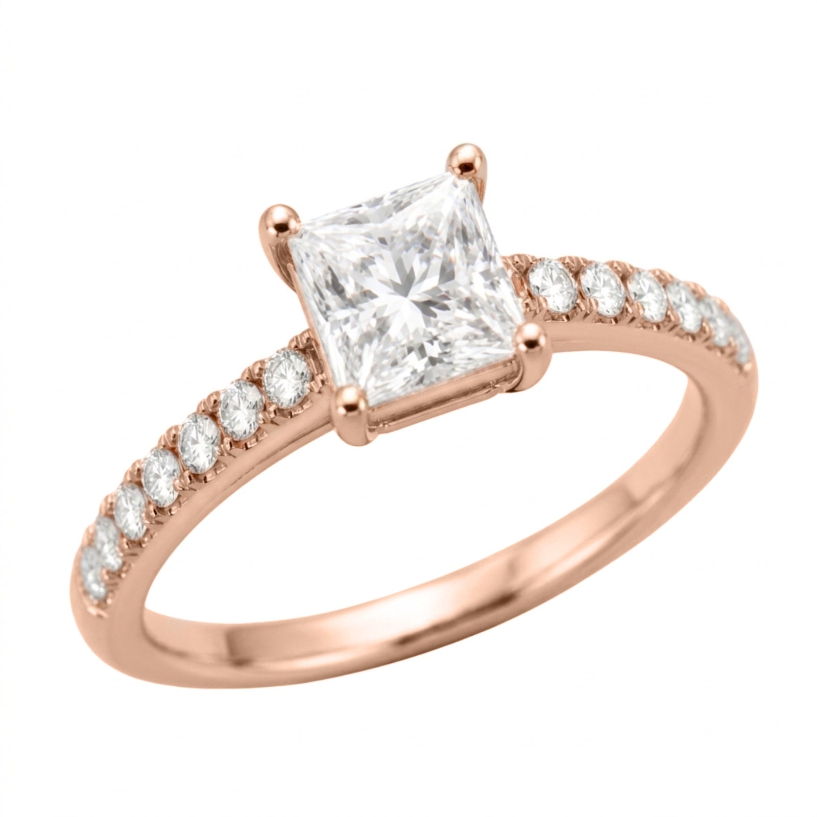 Venturant 1.50-4.50 Carat T.W. Princess and Round-cut Lab Grown Diamond (F/VS+) 14K Gold Solitaire Band Ring