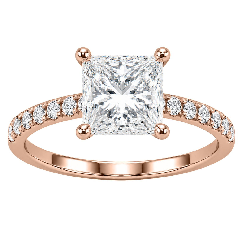 Venturant 1.50-4.50 Carat T.W. Princess and Round-cut Lab Grown Diamond (F/VS+) 14K Gold Solitaire Band Ring