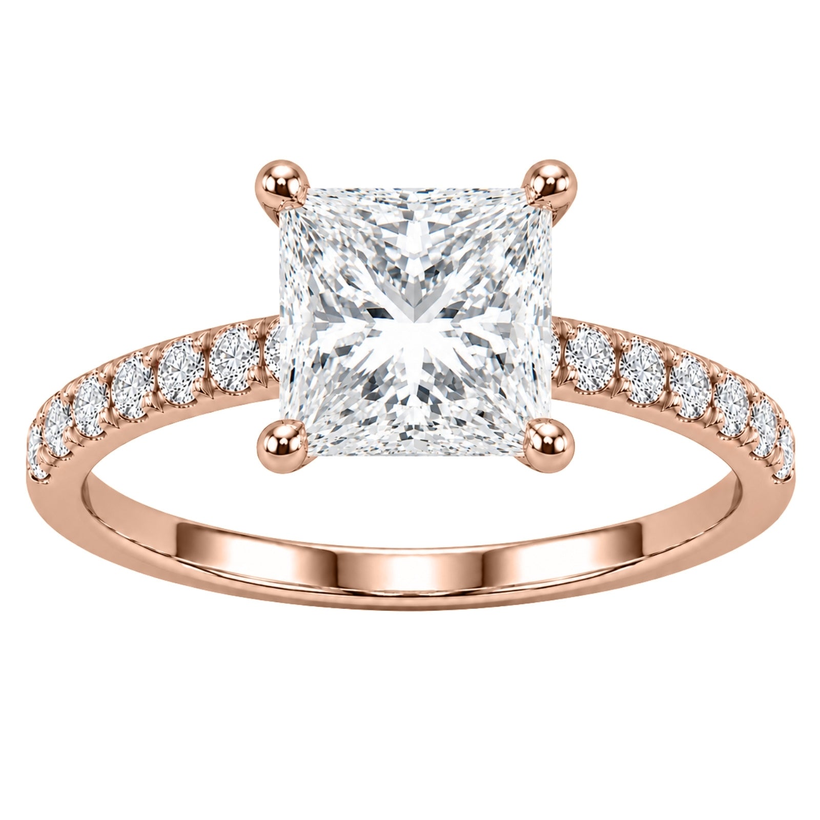 Venturant 1.50-4.50 Carat T.W. Princess and Round-cut Lab Grown Diamond (F/VS+) 14K Gold Solitaire Band Ring