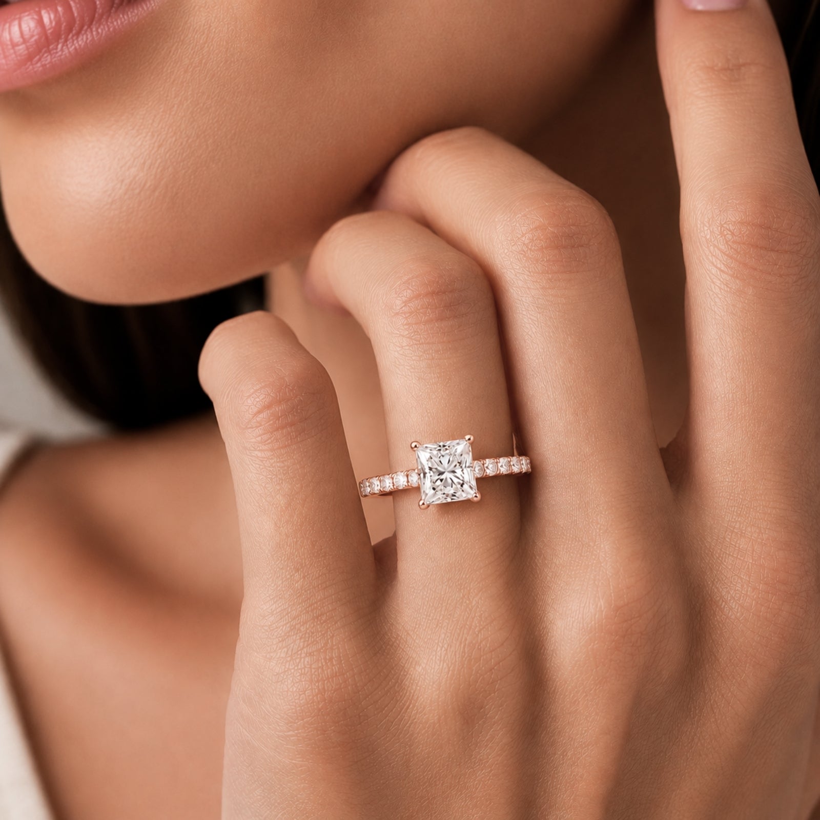 Venturant 1.50-4.50 Carat T.W. Princess and Round-cut Lab Grown Diamond (F/VS+) 14K Gold Solitaire Band Ring
