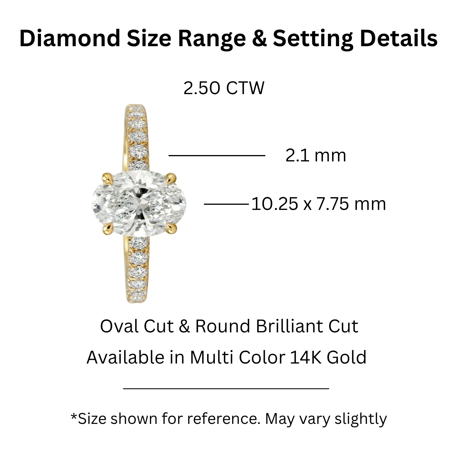 Venturant 1.50-4.50 Carat T.W. Oval and Round-cut Lab Grown Diamond (F/VS+) 14K Gold Solitaire Band Ring