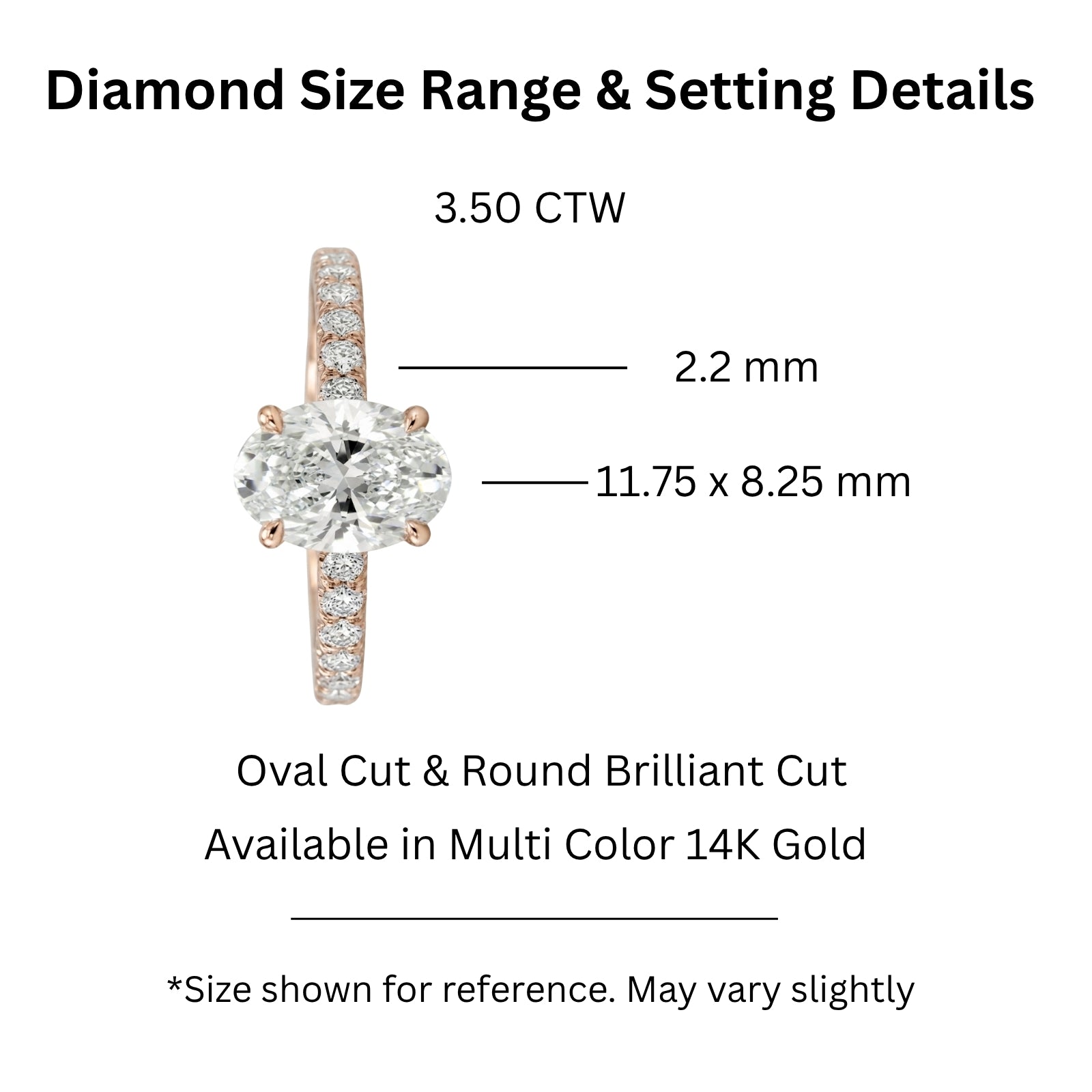 Venturant 1.50-4.50 Carat T.W. Oval and Round-cut Lab Grown Diamond (F/VS+) 14K Gold Solitaire Band Ring