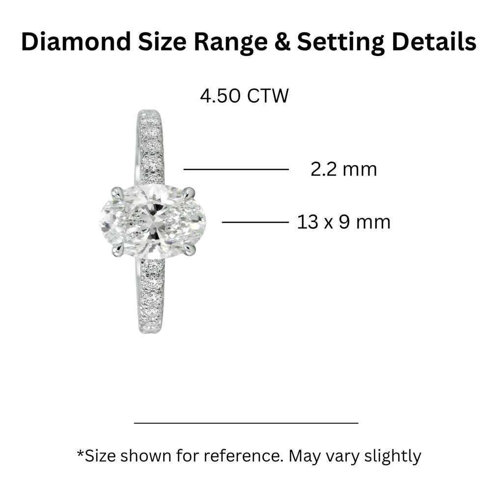Venturant 1.50-4.50 Carat T.W. Oval and Round-cut Lab Grown Diamond (F/VS+) 14K Gold Solitaire Band Ring