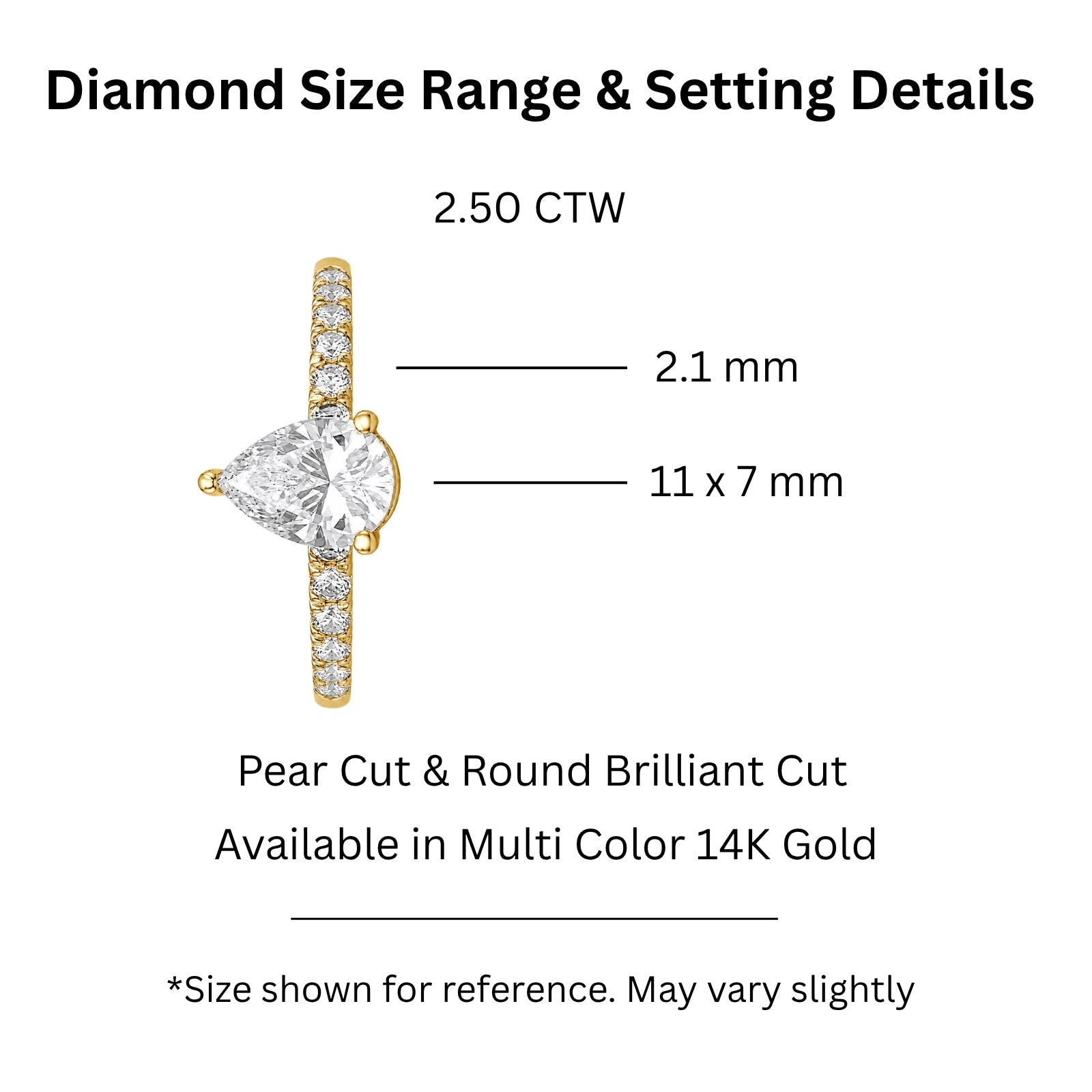 Venturant 1.50-4.50 Carat T.W. Pear and Round-cut Lab Grown Diamond (F/VS+) 14K Gold Solitaire Band Ring