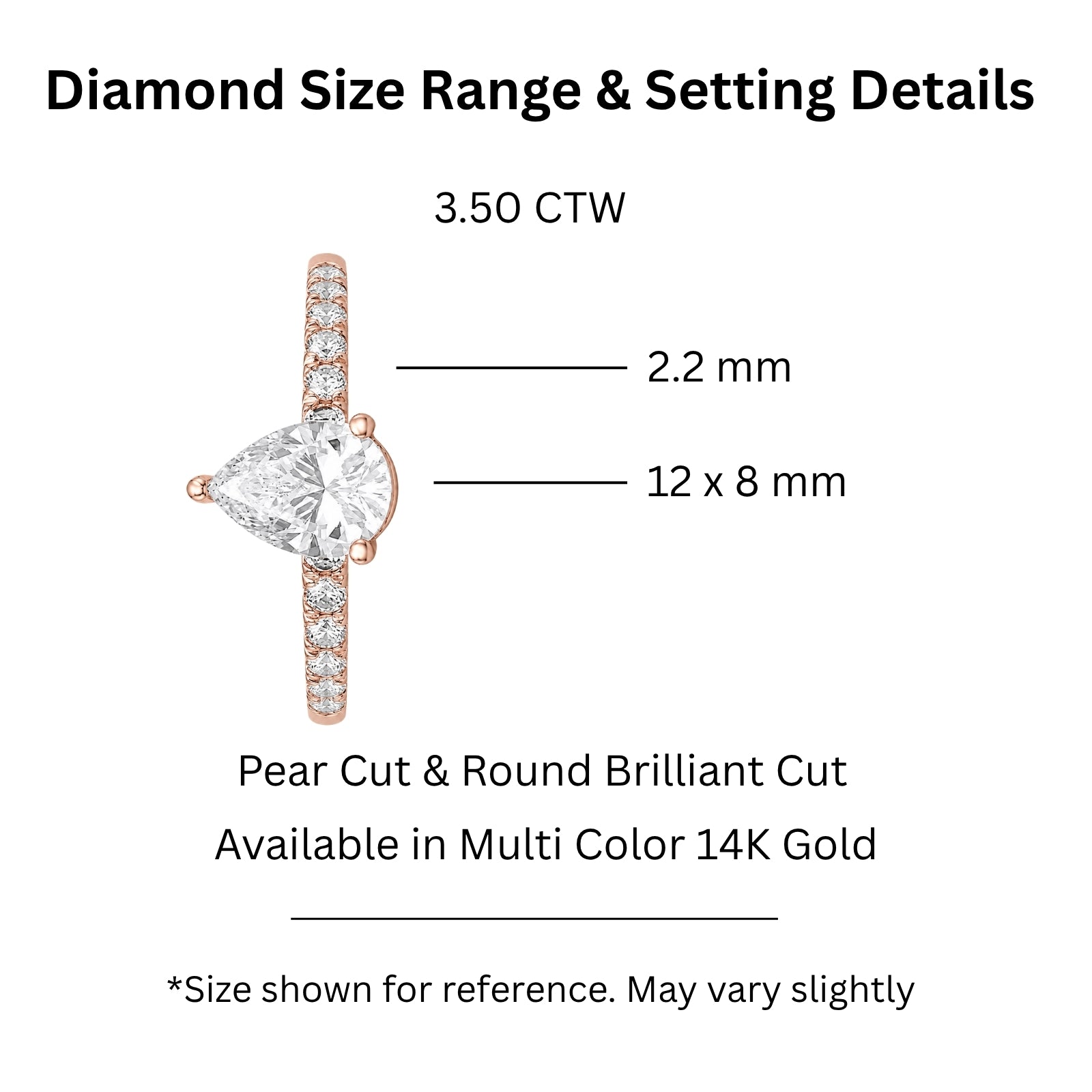 Venturant 1.50-4.50 Carat T.W. Pear and Round-cut Lab Grown Diamond (F/VS+) 14K Gold Solitaire Band Ring