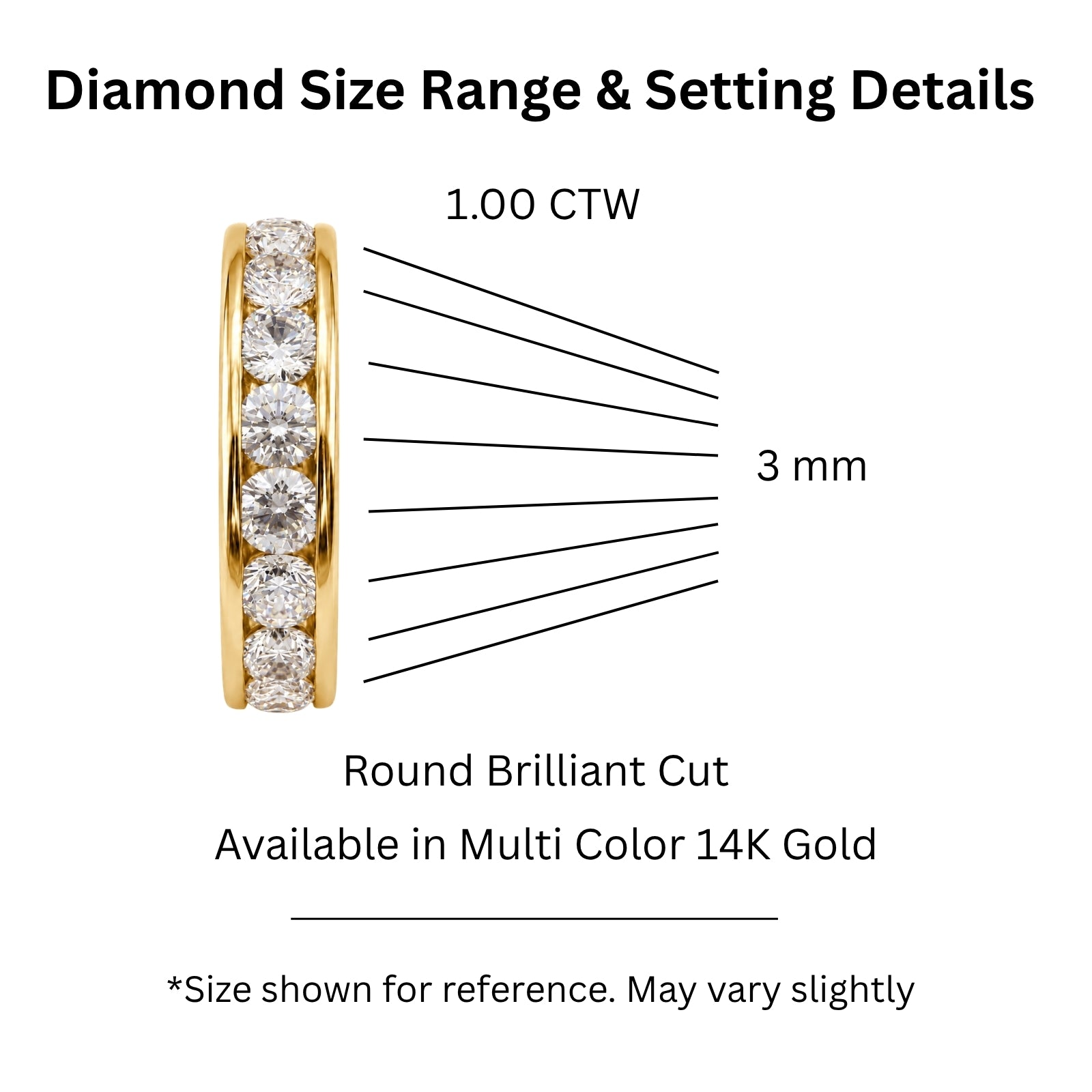 Venturant 0.50 - 3.00 Carat T.W. Round-cut Lab Grown Diamond (F/VS+) 14K Gold 11 Stone Channel Set Ring