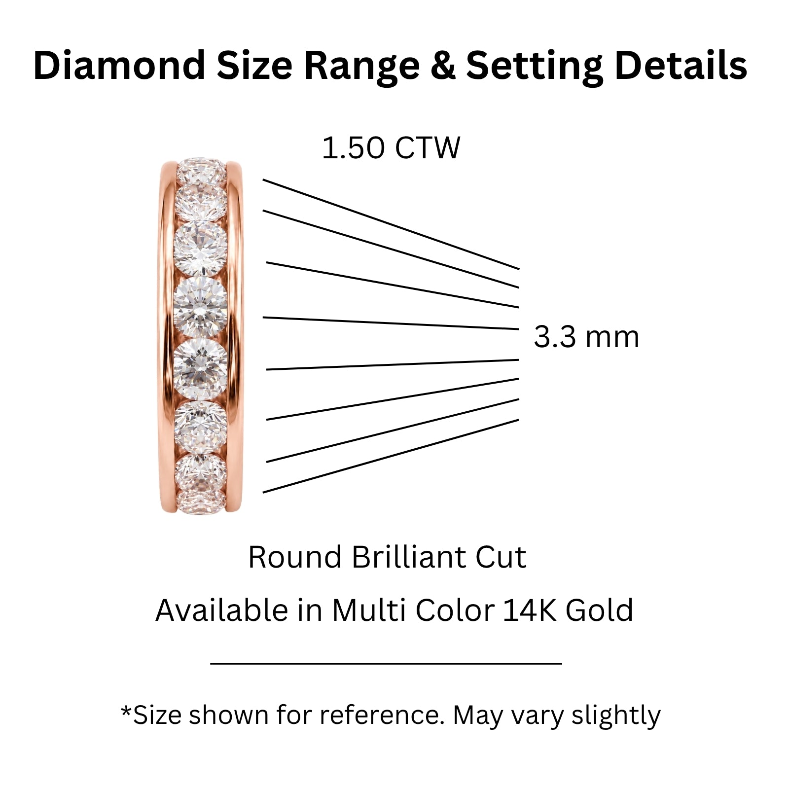 Venturant 0.50 - 3.00 Carat T.W. Round-cut Lab Grown Diamond (F/VS+) 14K Gold 11 Stone Channel Set Ring