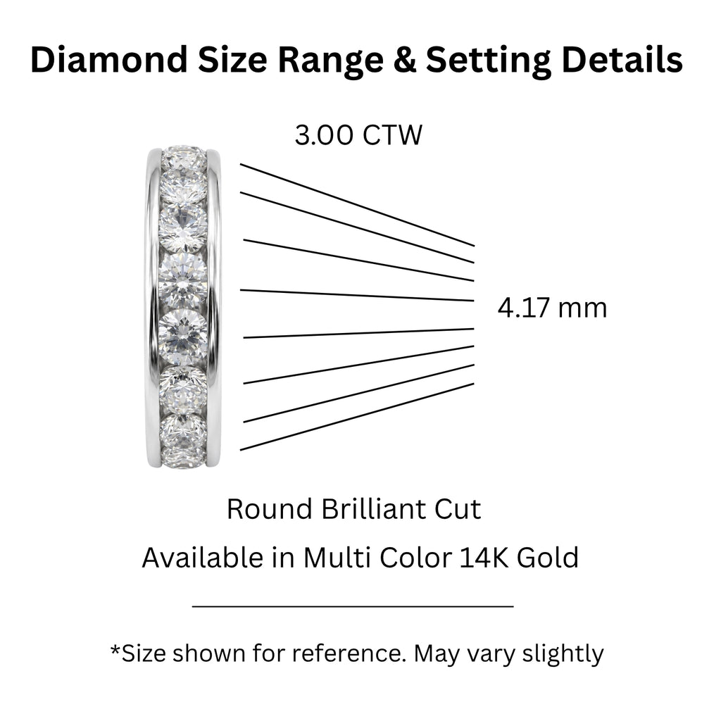 Venturant 0.50 - 3.00 Carat T.W. Round-cut Lab Grown Diamond (F/VS+) 14K Gold 11 Stone Channel Set Ring