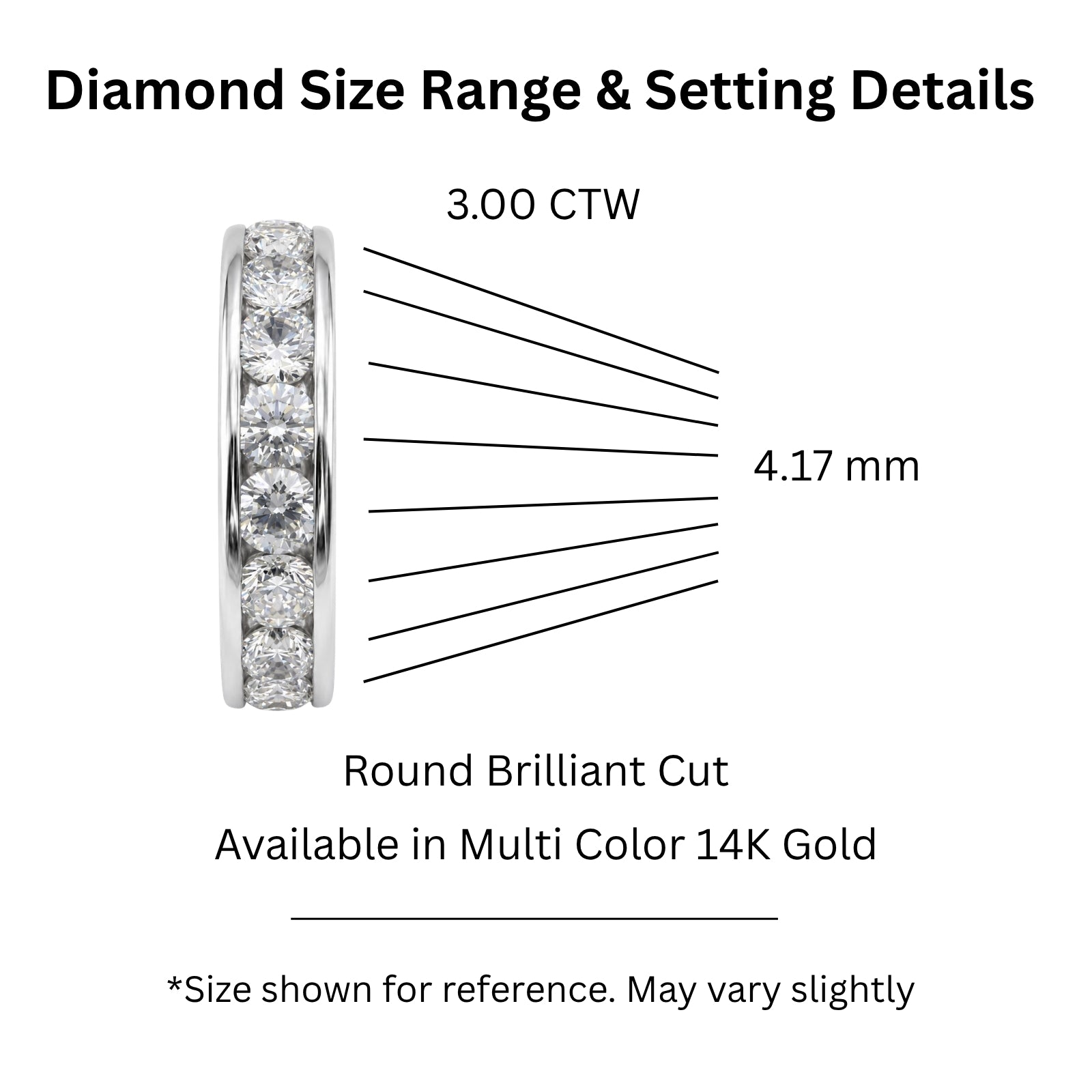 Venturant 0.50 - 3.00 Carat T.W. Round-cut Lab Grown Diamond (F/VS+) 14K Gold 11 Stone Channel Set Ring