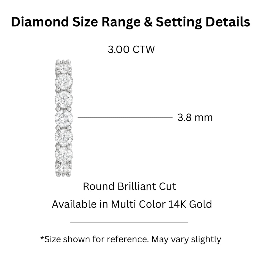 Venturant 3.00 - 7.00  Carat T.W. Round-cut Lab Grown Diamond (F/VS+) 14K Gold Eternity Band Ring