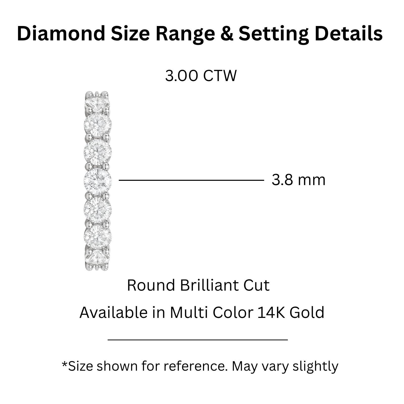 Venturant 3.00 - 7.00  Carat T.W. Round-cut Lab Grown Diamond (F/VS+) 14K Gold Eternity Band Ring