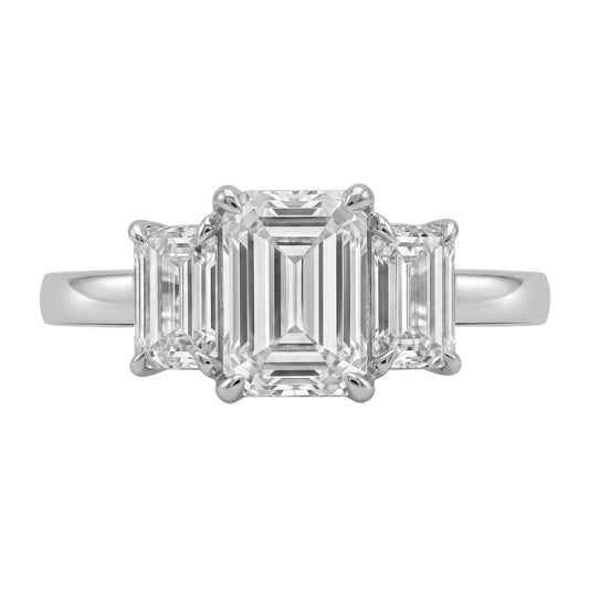 Venturant 3.00 Carat T.W. Emerald and Trapezoid-cut Lab Grown Diamond (F/VS+) 14K Gold 3 Stone Band Ring