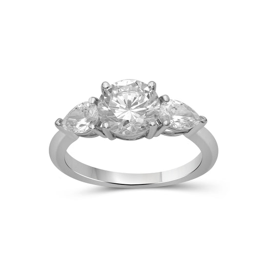 Venturant 3.00 Carat T.W. Pear and Round-cut Lab Grown Diamond (F/VS+) 14K Gold 3 Stone Band Ring