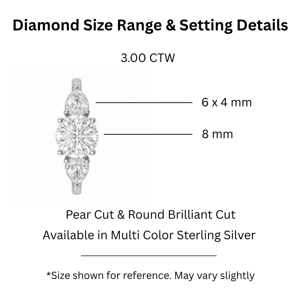 Venturant 3.00 Carat T.W. Pear and Round-cut Lab Grown Diamond (F/VS+) 14K Gold 3 Stone Band Ring