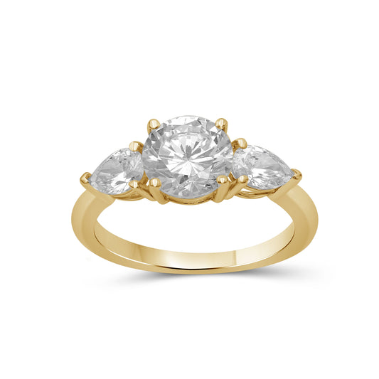Venturant 3.00 Carat T.W. Pear and Round-cut Lab Grown Diamond (F/VS+) 14K Gold 3 Stone Band Ring