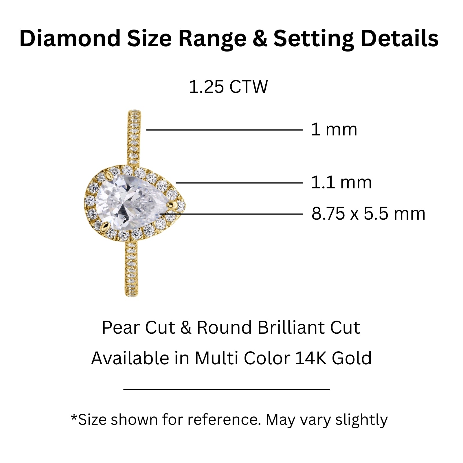 Venturant 1.00-3.50 Carat T.W. Pear & Round-cut Lab Grown Diamond (F/VS+) 14K Gold Halo Ring