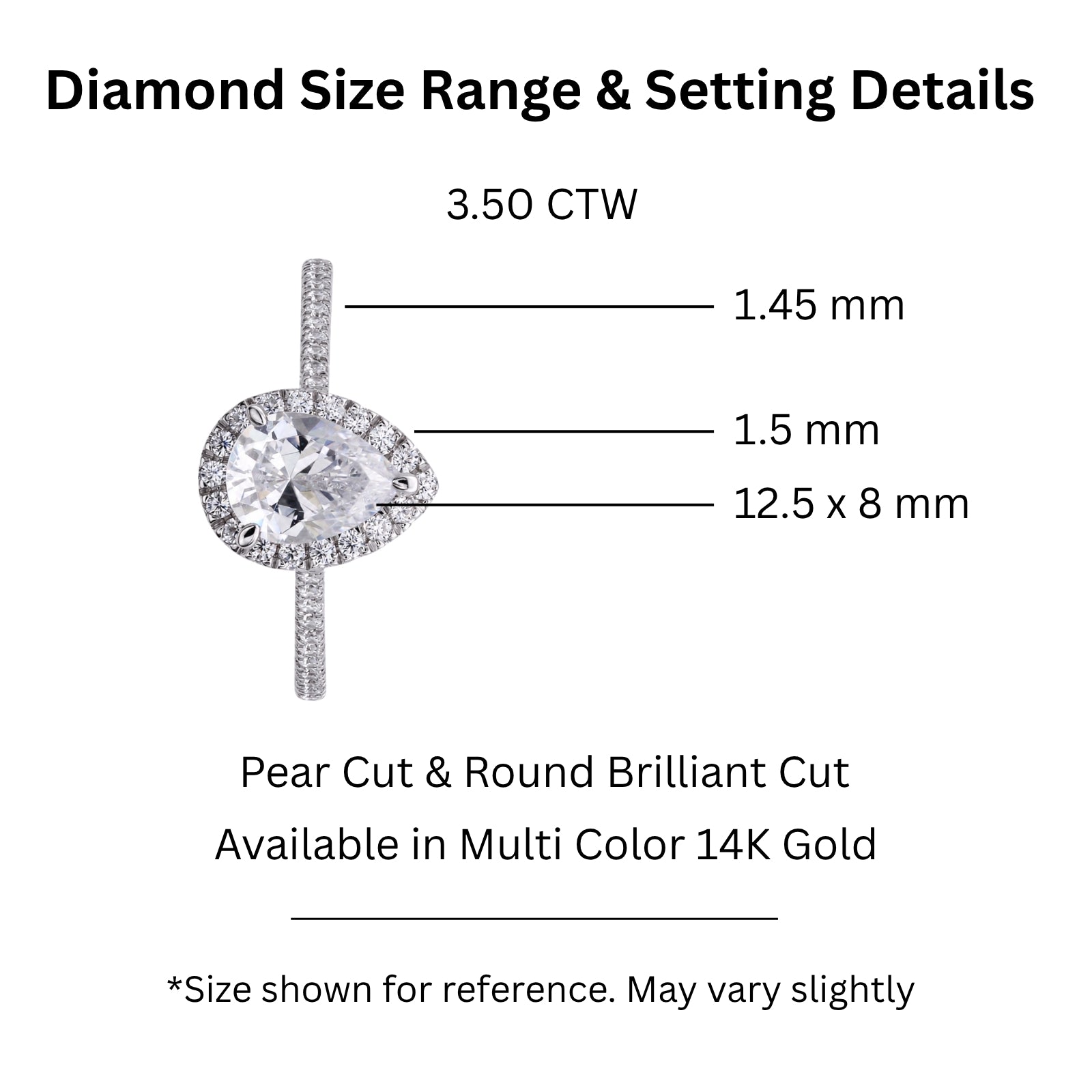 Venturant 1.00-3.50 Carat T.W. Pear & Round-cut Lab Grown Diamond (F/VS+) 14K Gold Halo Ring