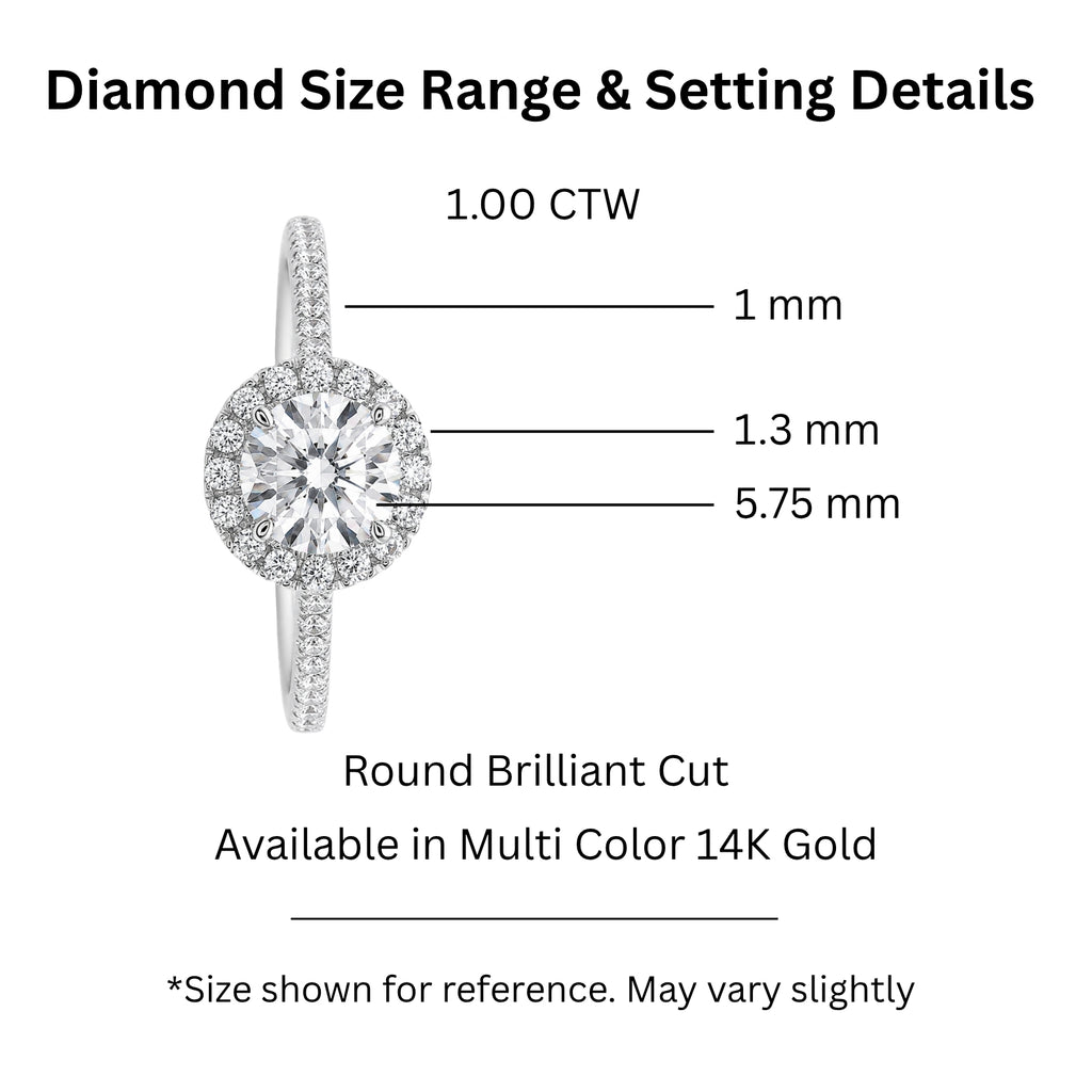 Venturant 1.00-3.50 Carat T.W. Round-cut Lab Grown Diamond (F/VS+) 14K Gold Halo Ring