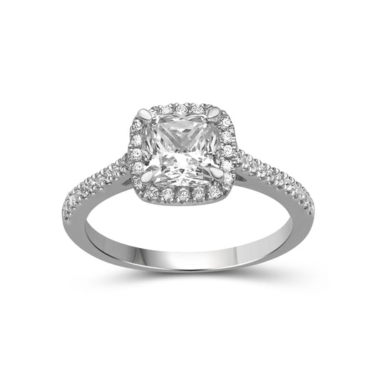 Venturant 1.00-3.50 Carat T.W. Cushion & Round-cut Lab Grown Diamond (F/VS+) 14K Gold Halo Ring