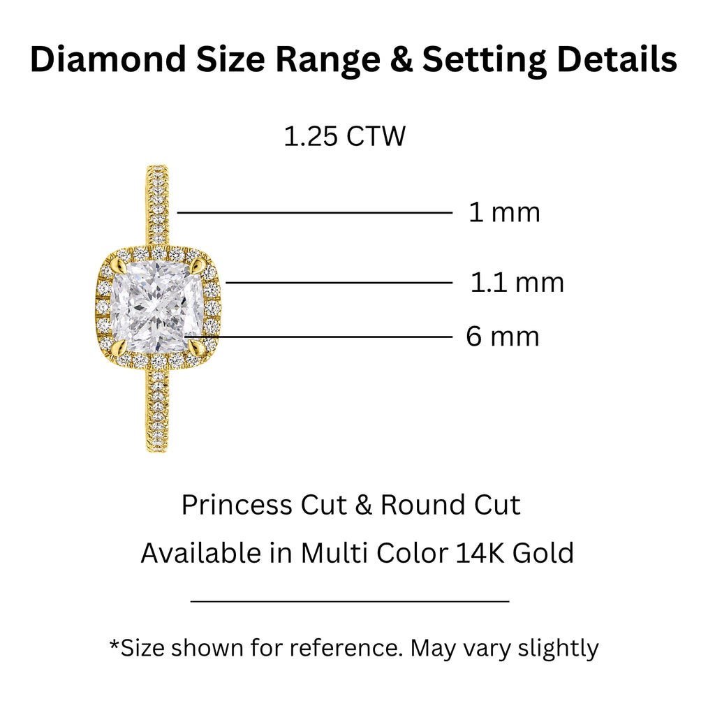 Venturant 1.00-3.50 Carat T.W. Cushion & Round-cut Lab Grown Diamond (F/VS+) 14K Gold Halo Ring