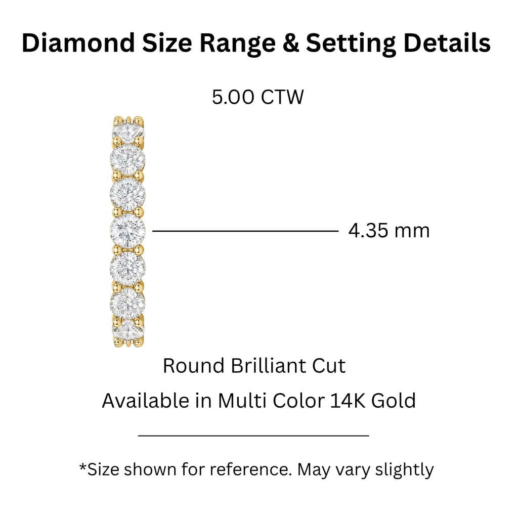 Venturant 3.00 - 7.00  Carat T.W. Round-cut Lab Grown Diamond (F/VS+) 14K Gold Eternity Band Ring