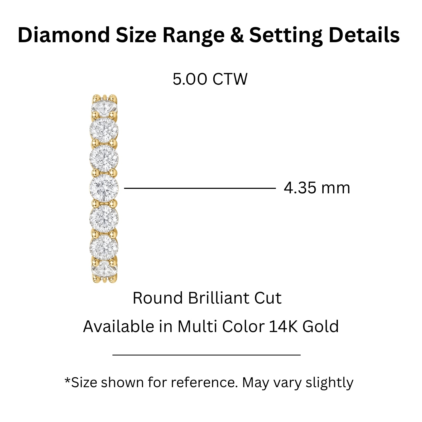 Venturant 3.00 - 7.00  Carat T.W. Round-cut Lab Grown Diamond (F/VS+) 14K Gold Eternity Band Ring