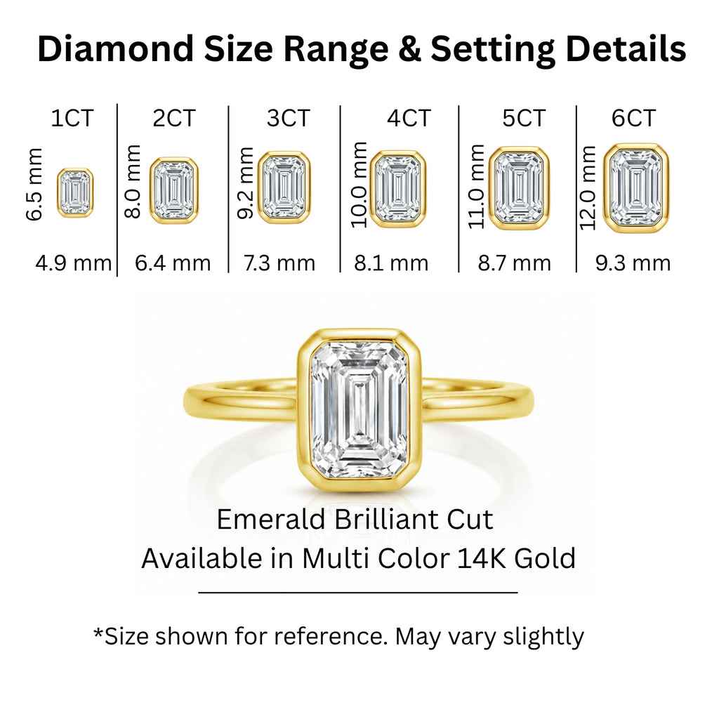 Venturant 1.00-6.00 Carat T.W. IGI certified Emerald-cut Lab Grown Diamond (D/VS+) 14K Gold Bezel Set Ring