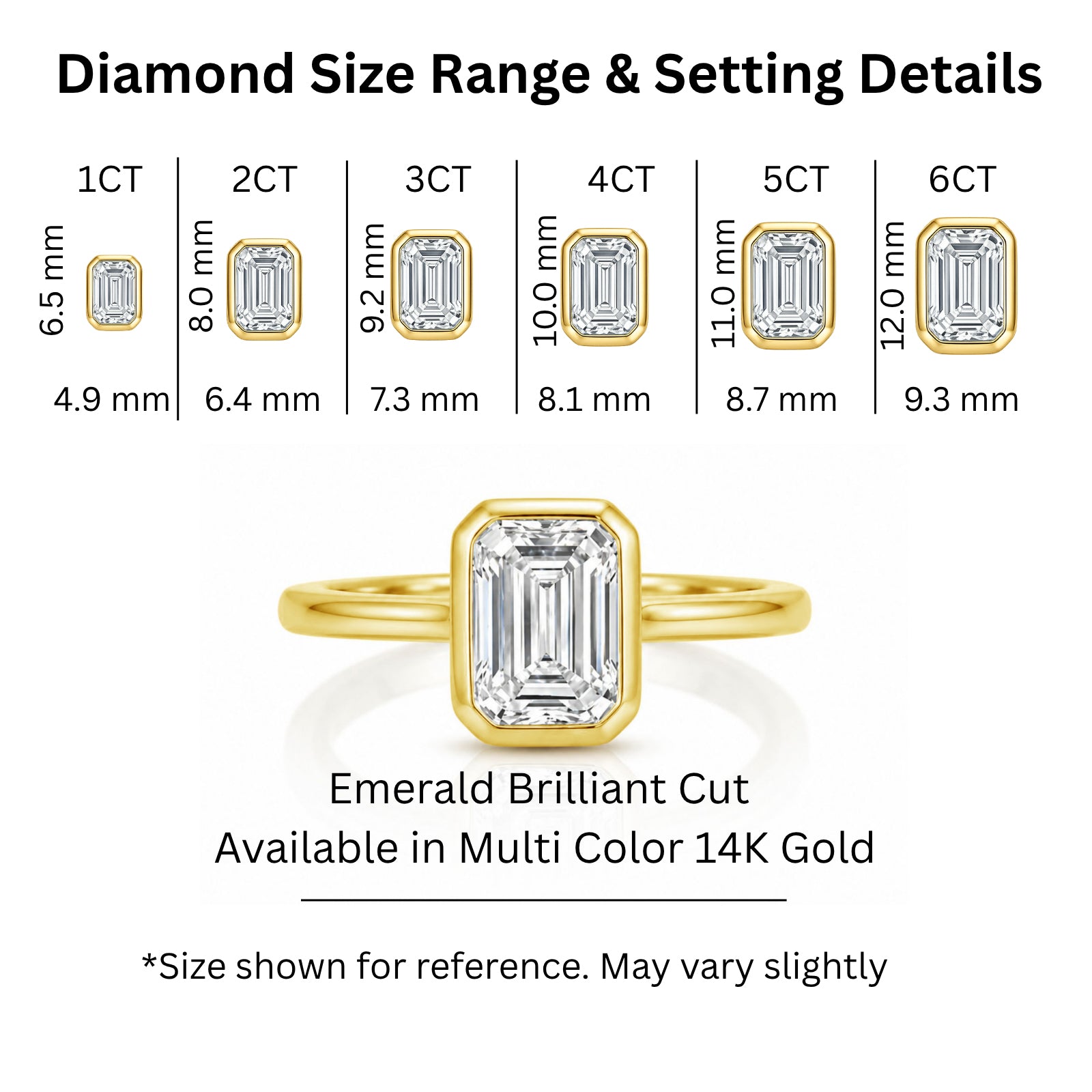 Venturant 1.00-6.00 Carat T.W. IGI certified Emerald-cut Lab Grown Diamond (D/VS+) 14K Gold Bezel Set Ring