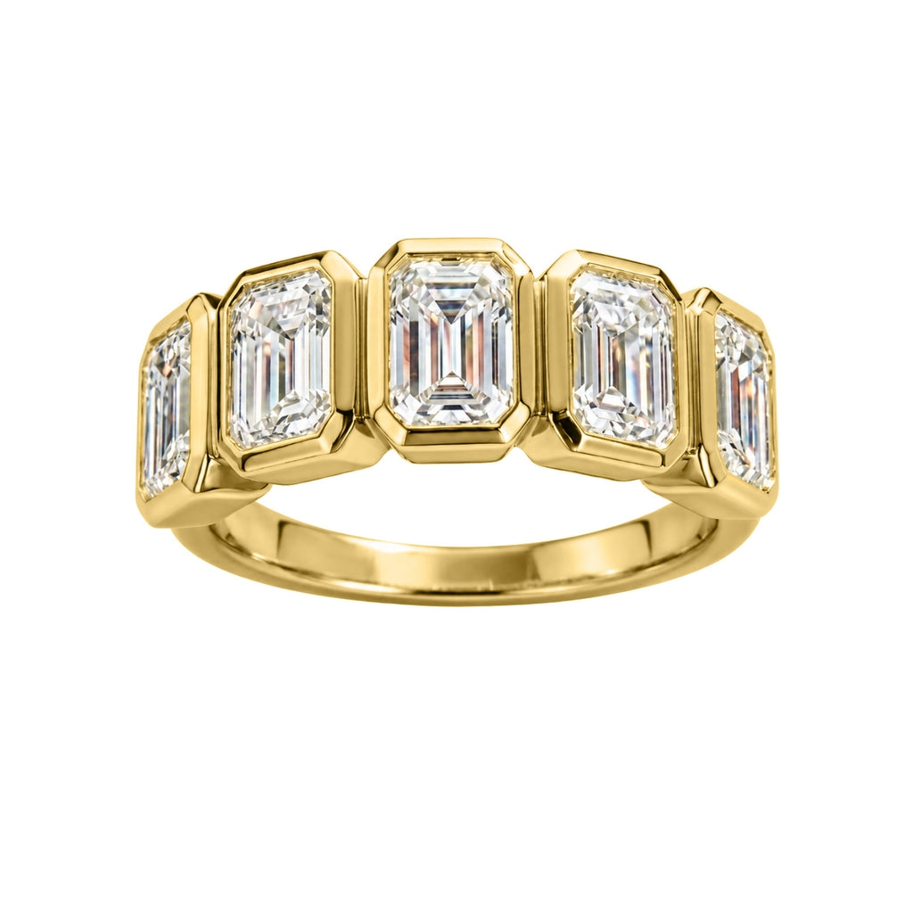Venturant 3.00 Carat T.W. Emerald-cut Lab Grown Diamond (F/VS+) 14K Gold Bezel Set 5 Stone Band Ring