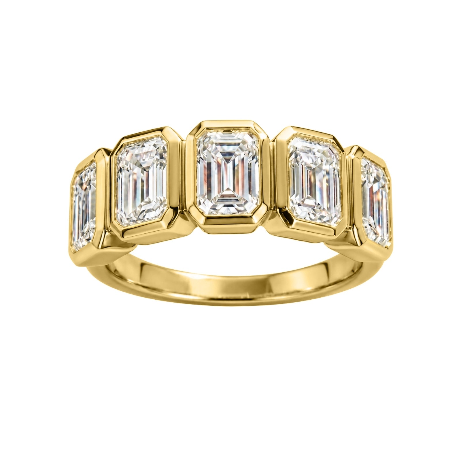 Venturant 3.00 Carat T.W. Emerald-cut Lab Grown Diamond (F/VS+) 14K Gold Bezel Set 5 Stone Band Ring