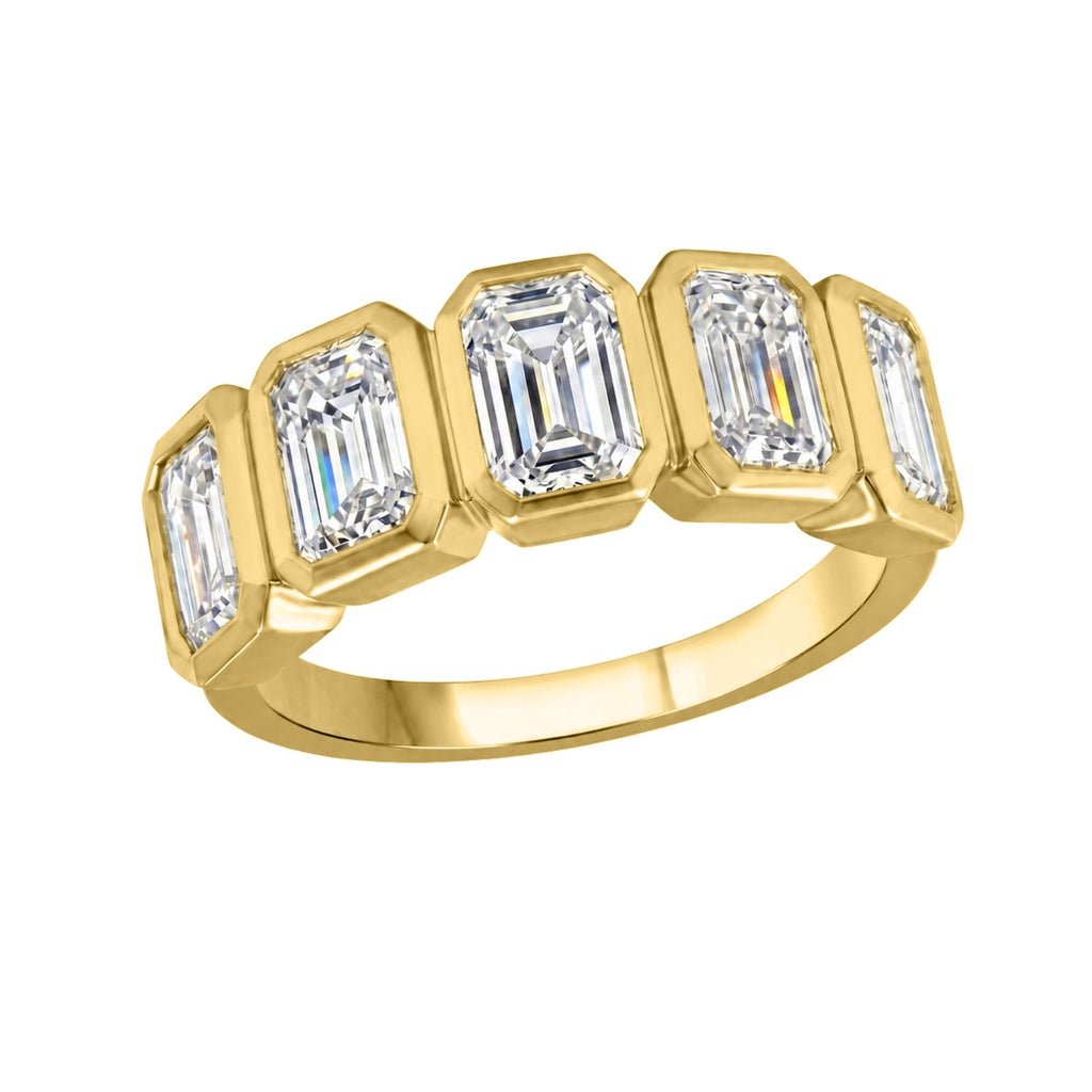 Venturant 3.00 Carat T.W. Emerald-cut Lab Grown Diamond (F/VS+) 14K Gold Bezel Set 5 Stone Band Ring