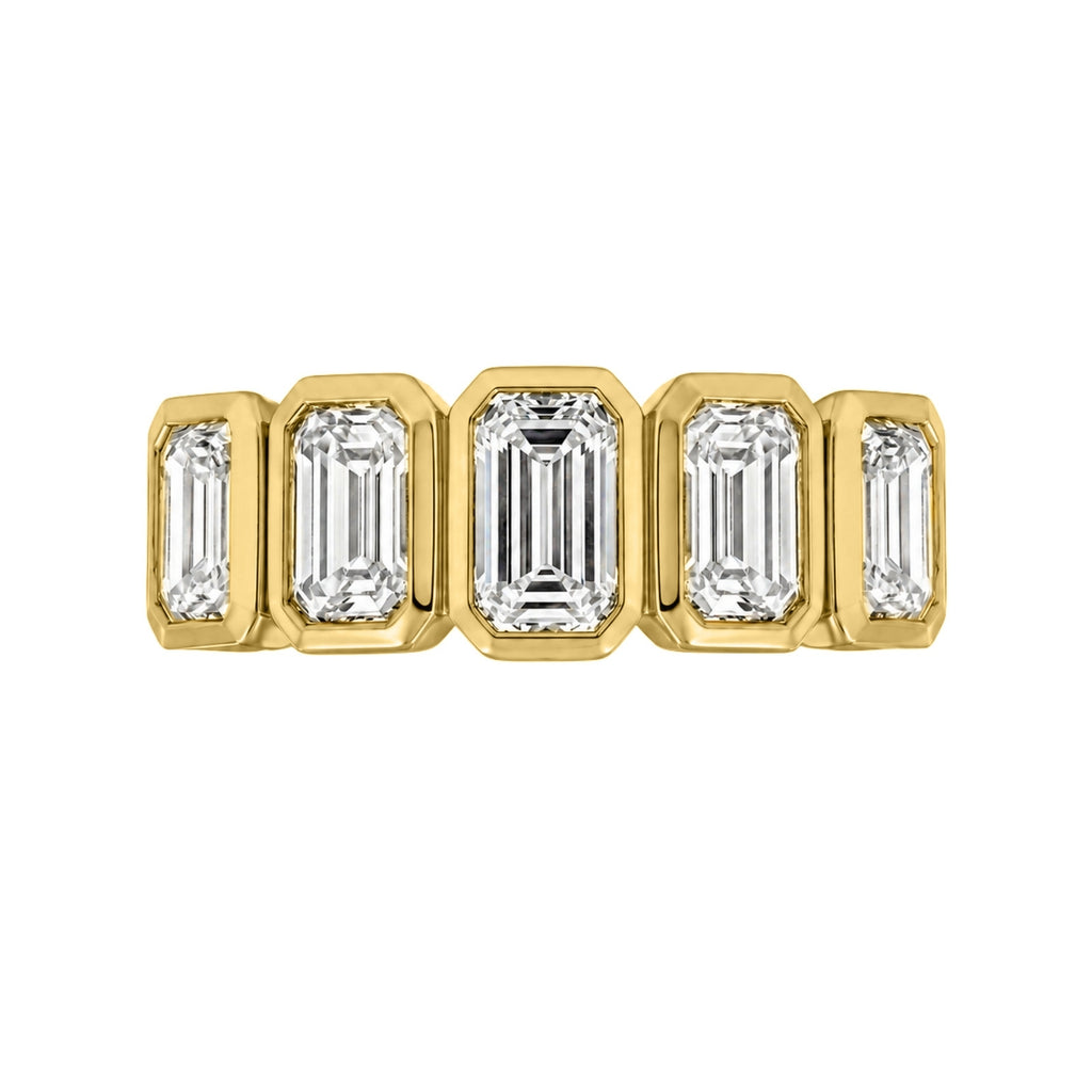 Venturant 3.00 Carat T.W. Emerald-cut Lab Grown Diamond (F/VS+) 14K Gold Bezel Set 5 Stone Band Ring