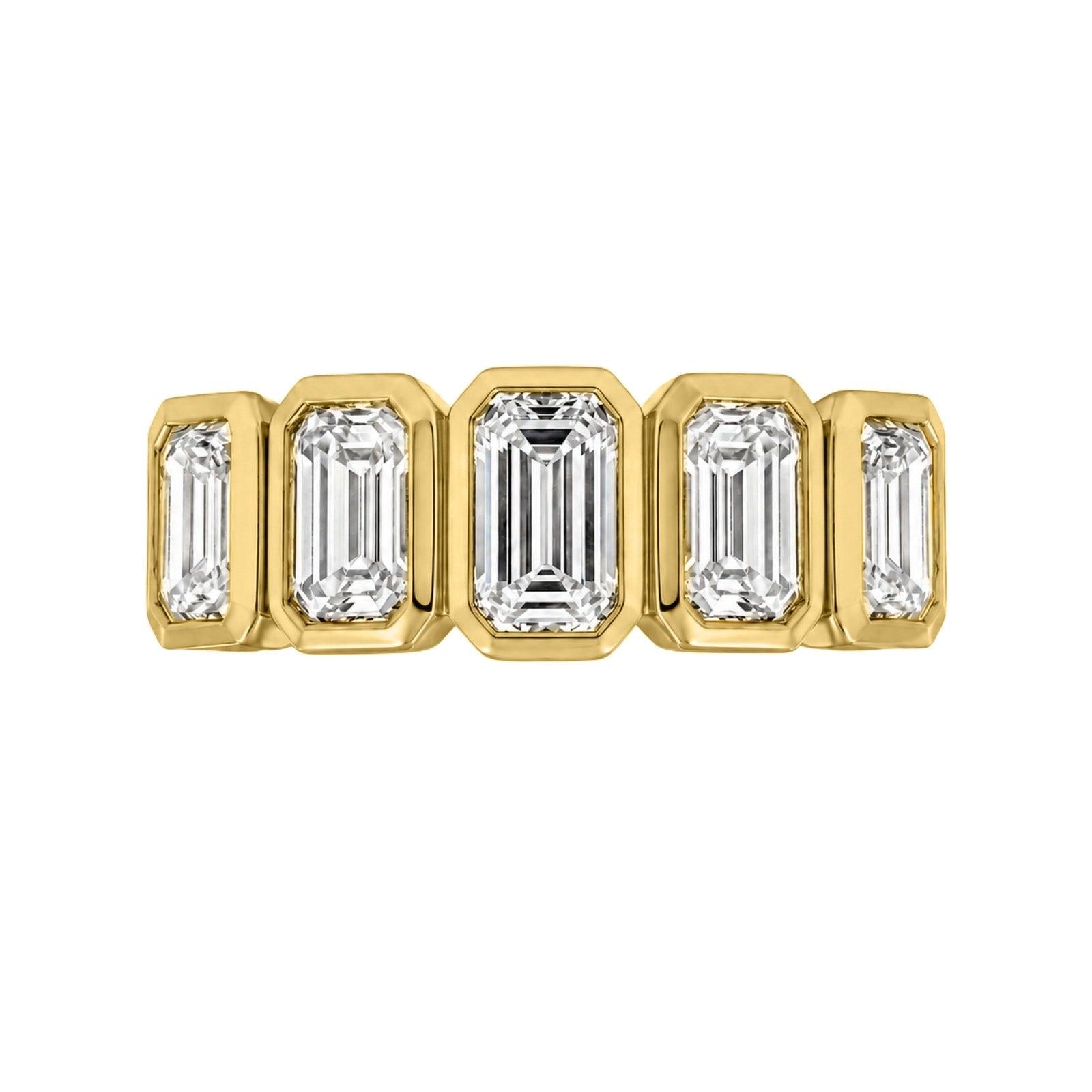 Venturant 3.00 Carat T.W. Emerald-cut Lab Grown Diamond (F/VS+) 14K Gold Bezel Set 5 Stone Band Ring