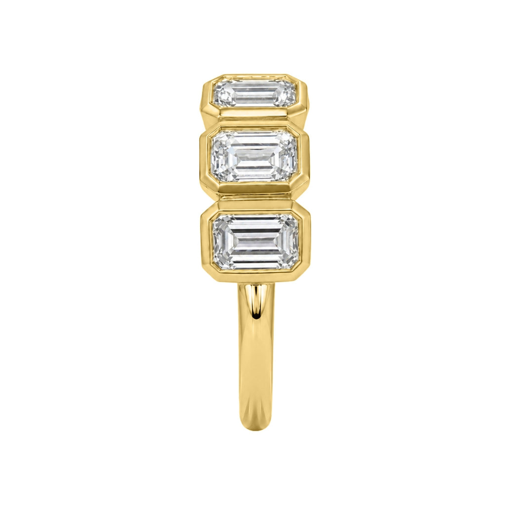 Venturant 3.00 Carat T.W. Emerald-cut Lab Grown Diamond (F/VS+) 14K Gold Bezel Set 5 Stone Band Ring