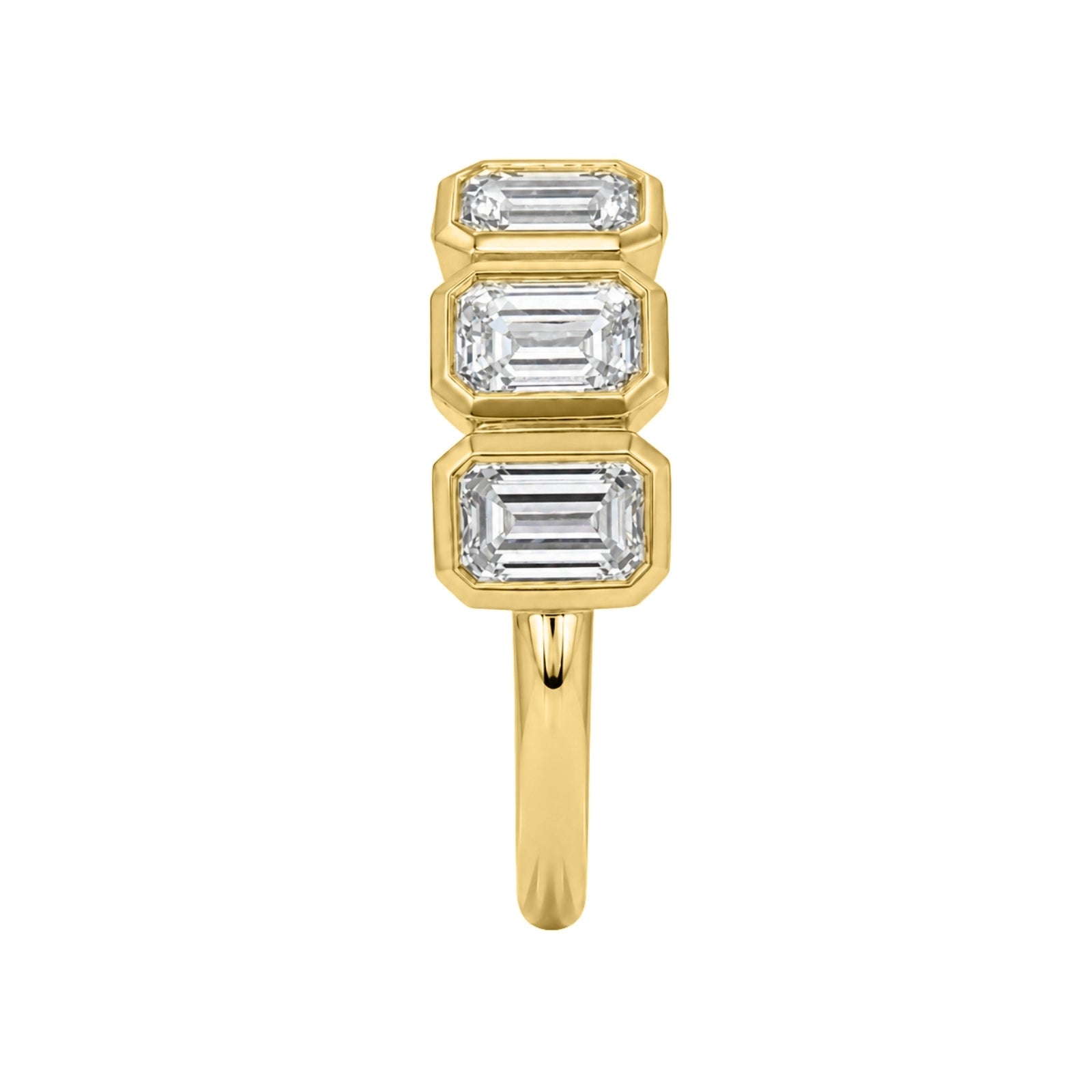 Venturant 3.00 Carat T.W. Emerald-cut Lab Grown Diamond (F/VS+) 14K Gold Bezel Set 5 Stone Band Ring