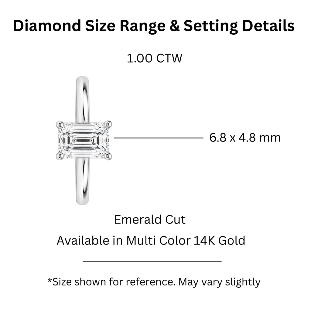 Venturant 1.00-6.00 Carat T.W. IGI certified Emerald-cut Lab Grown Diamond (D/VS+) 14K Gold Solitaire Ring