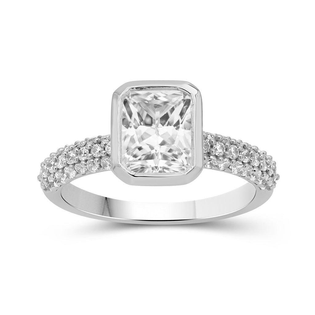 Venturant 2.00 Carat T.W. Emerald and Round-cut Lab Grown Diamond (F/VS+) 14K Gold Solitaire Band Ring