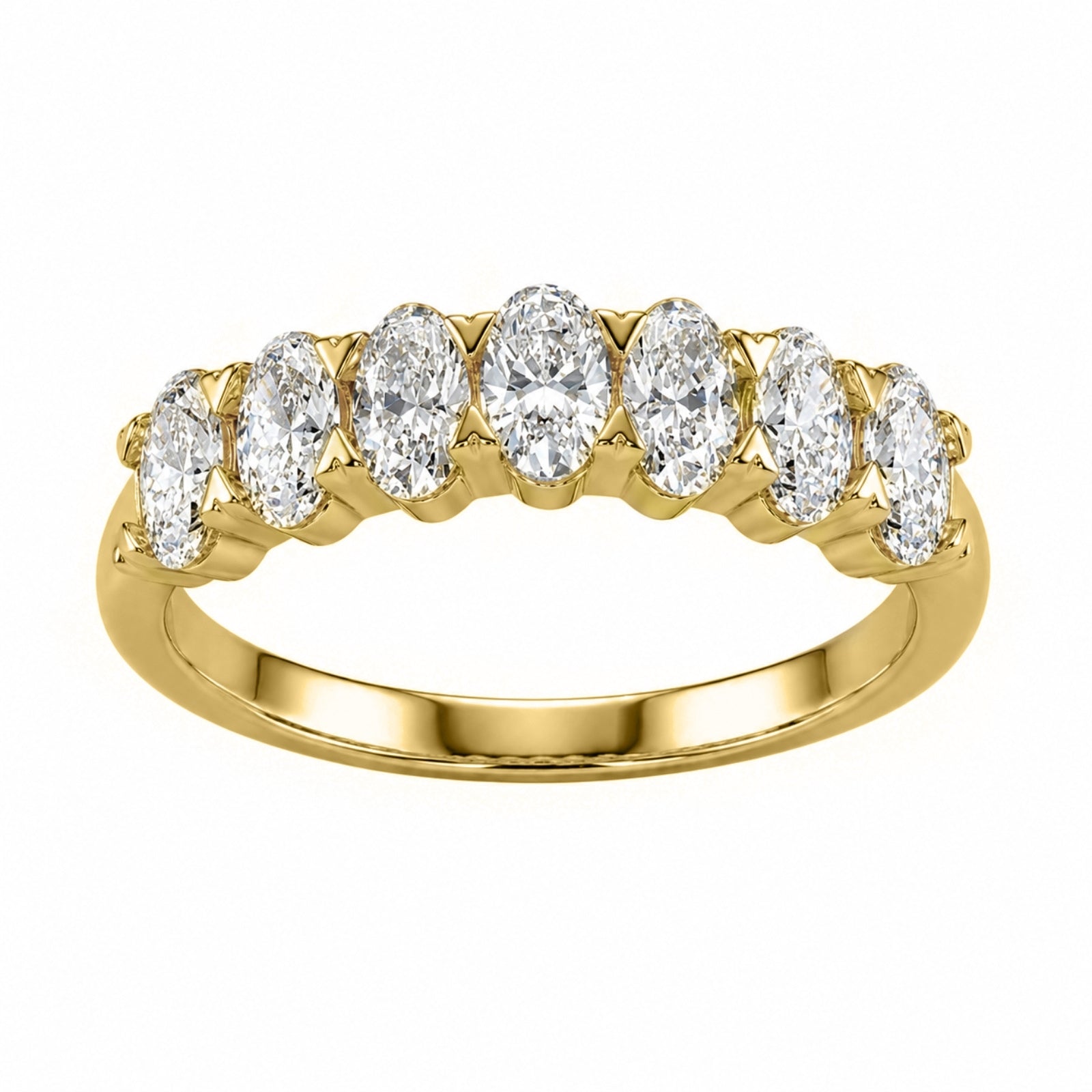 Venturant 2.00 -3.00 Carat T.W. Oval-cut Lab Grown Diamond (F/VS+) 14K Gold 7 Stone Band Ring