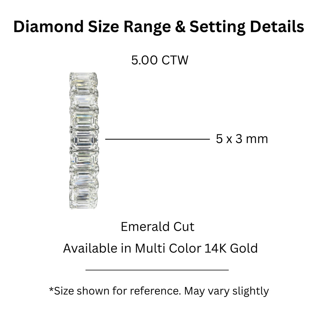 Venturant 5.00 - 7.00 Carat T.W. Emerald-cut Lab Grown Diamond (F/VS+) 14K Gold Eternity Band Ring