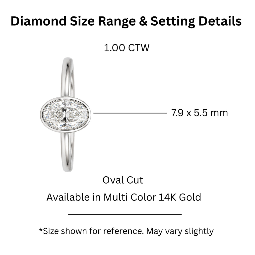 Venturant 1.00-6.00 Carat T.W. IGI certified Oval-cut Lab Grown Diamond (D/VS+) 14K Gold Bezel Set Ring