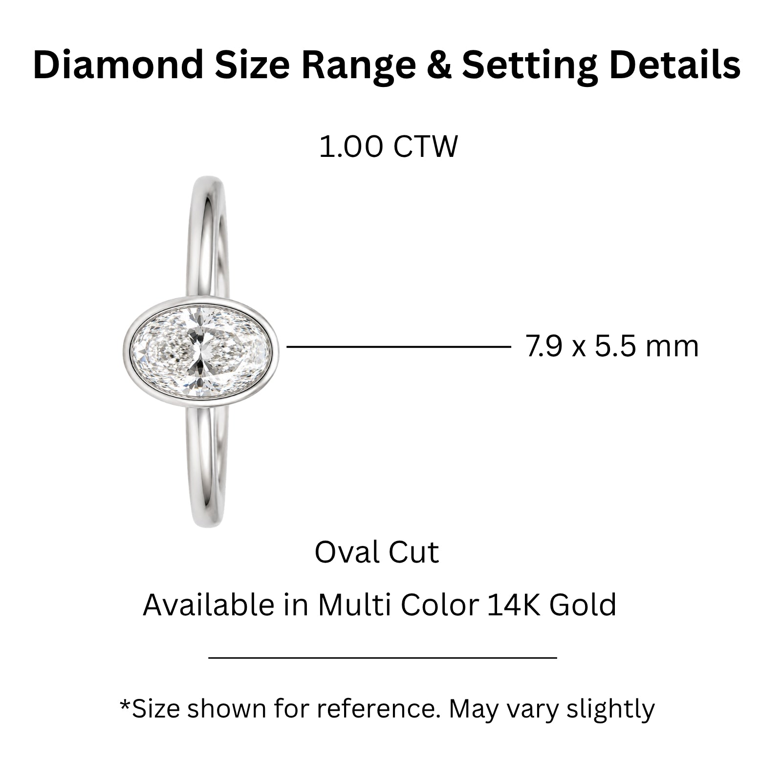 Venturant 1.00-6.00 Carat T.W. IGI certified Oval-cut Lab Grown Diamond (D/VS+) 14K Gold Bezel Set Ring