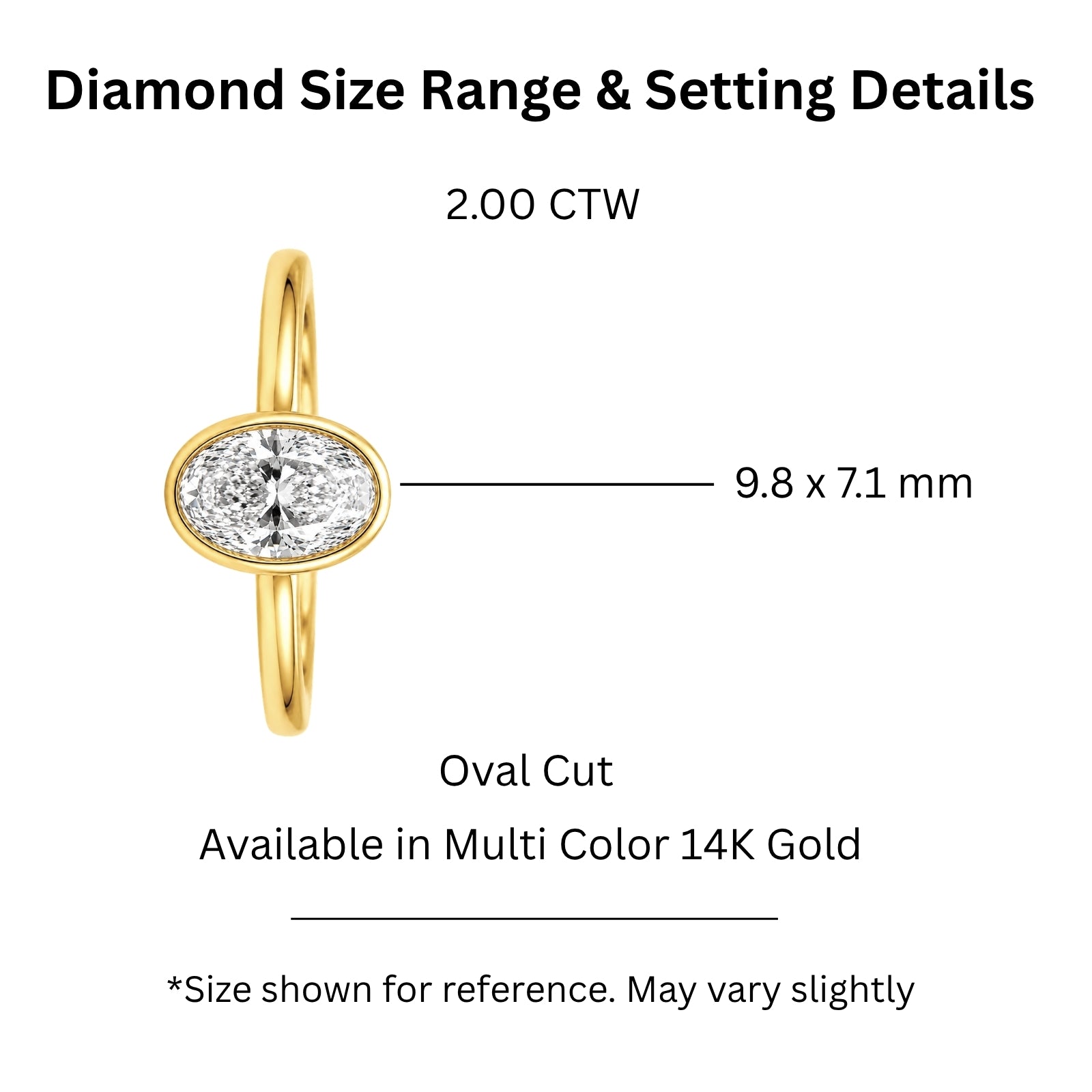 Venturant 1.00-6.00 Carat T.W. IGI certified Oval-cut Lab Grown Diamond (D/VS+) 14K Gold Bezel Set Ring