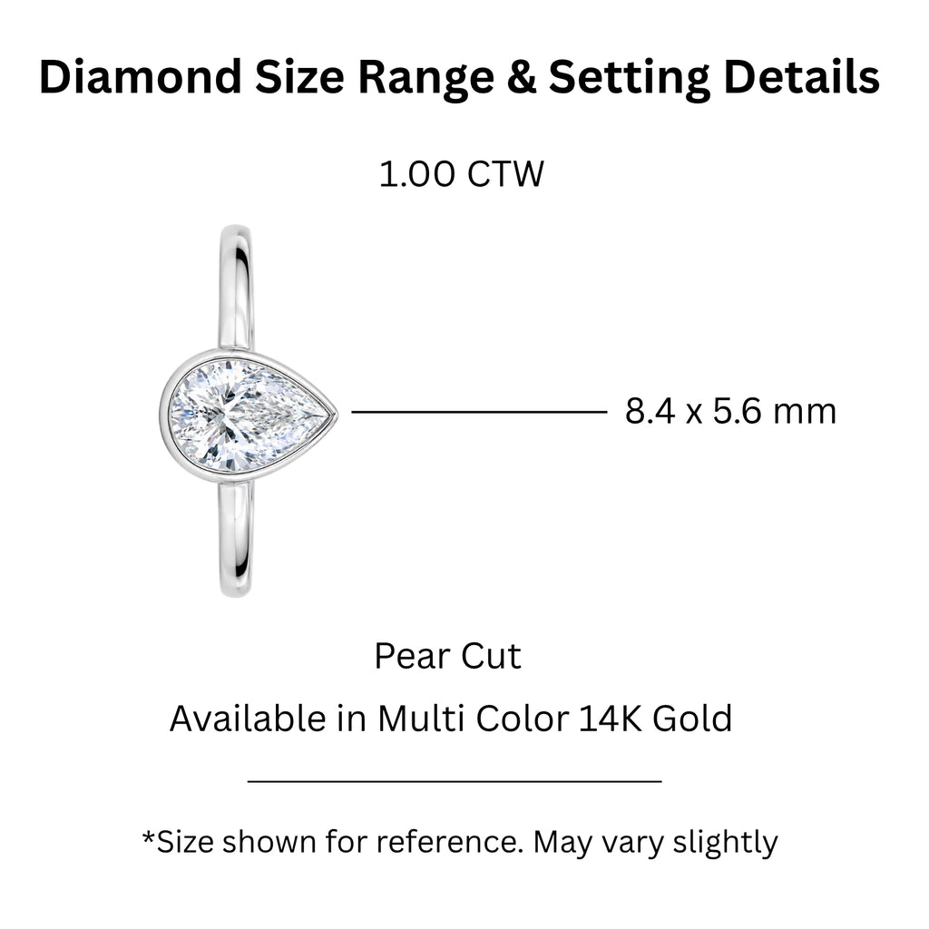 Venturant 1.00-6.00 Carat T.W. IGI certified Pear-cut Lab Grown Diamond (D/VS+) 14K Gold Bezel Set Ring