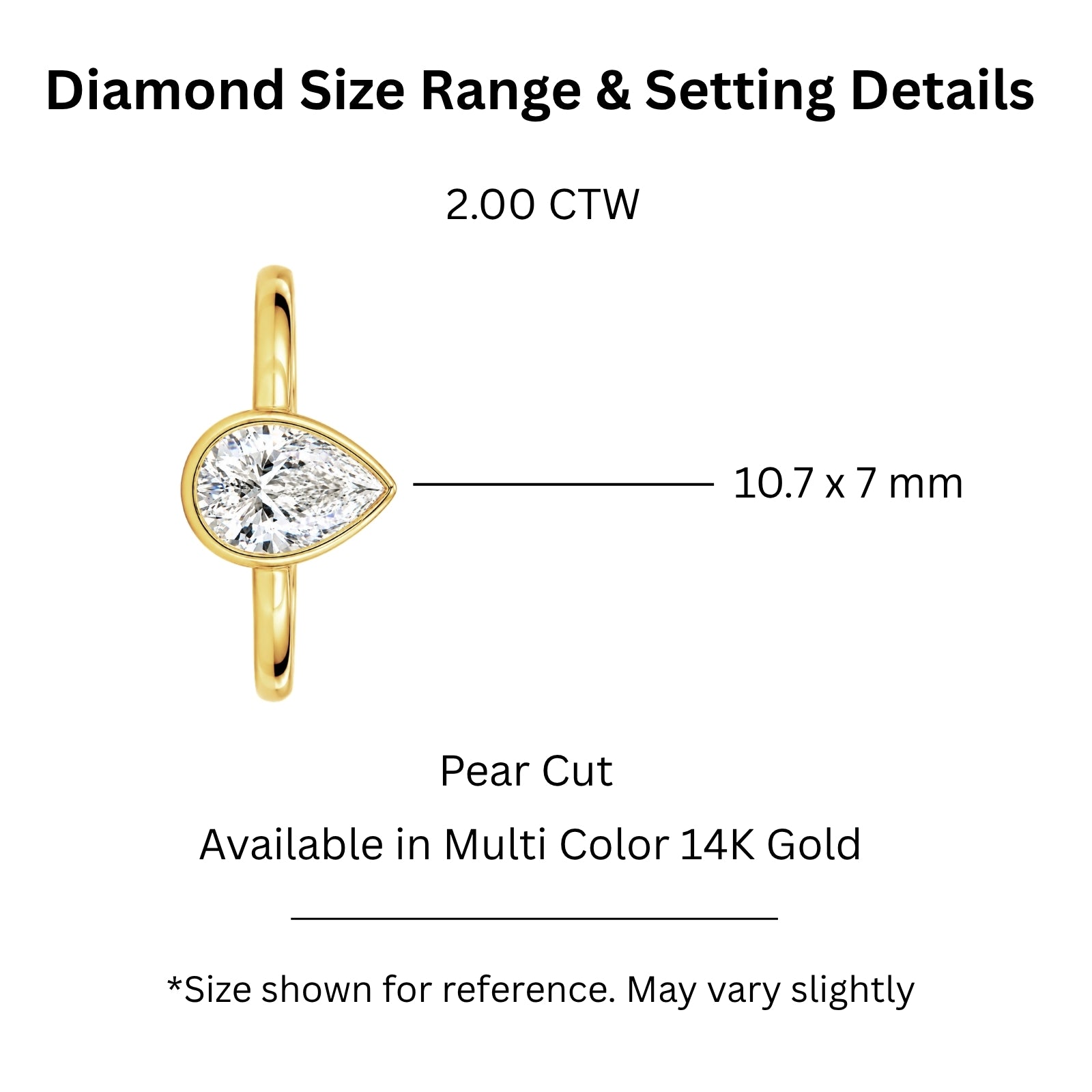 Venturant 1.00-6.00 Carat T.W. IGI certified Pear-cut Lab Grown Diamond (D/VS+) 14K Gold Bezel Set Ring