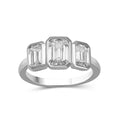 Venturant 2.50 Carat T.W. Emerald-cut Lab Grown Diamond (F/VS+) 14K Gold Bezel Set 3 Stone Ring