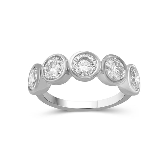 Venturant 3.00 Carat T.W. Round-cut Lab Grown Diamond (F/VS+) 14K Gold Bezel Set 5 Stone Band Ring