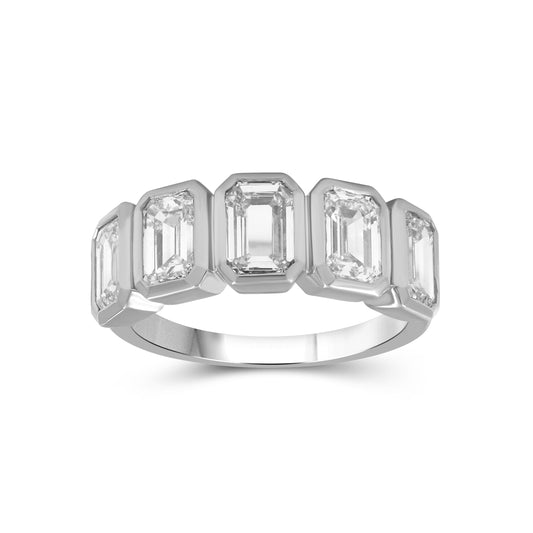 Venturant 3.00 Carat T.W. Emerald-cut Lab Grown Diamond (F/VS+) 14K Gold Bezel Set 5 Stone Band Ring