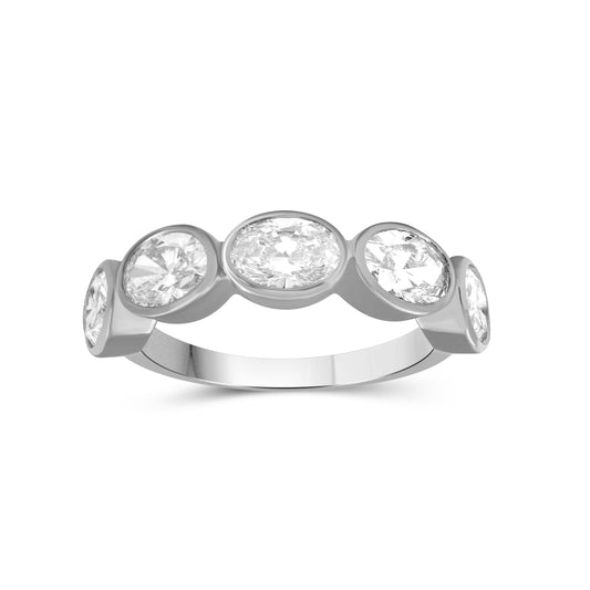 Venturant 3.00 Carat T.W. Oval-cut Lab Grown Diamond (F/VS+) 14K Gold Bezel Set 5 Stone Band Ring