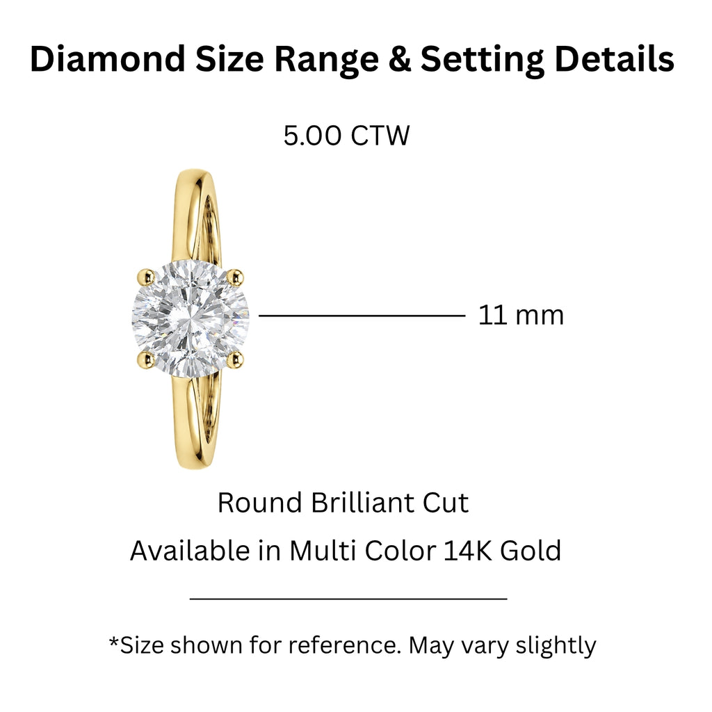 Venturant 1.00-6.00 Carat T.W. IGI certified Round-cut Lab Grown Diamond (D/VS+) 14K Gold Solitaire Ring