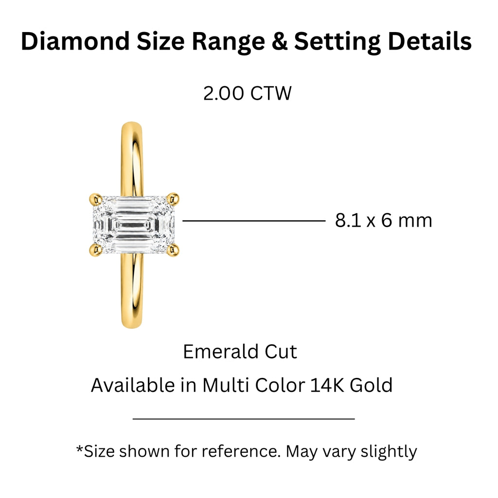 Venturant 1.00-6.00 Carat T.W. IGI certified Emerald-cut Lab Grown Diamond (D/VS+) 14K Gold Solitaire Ring